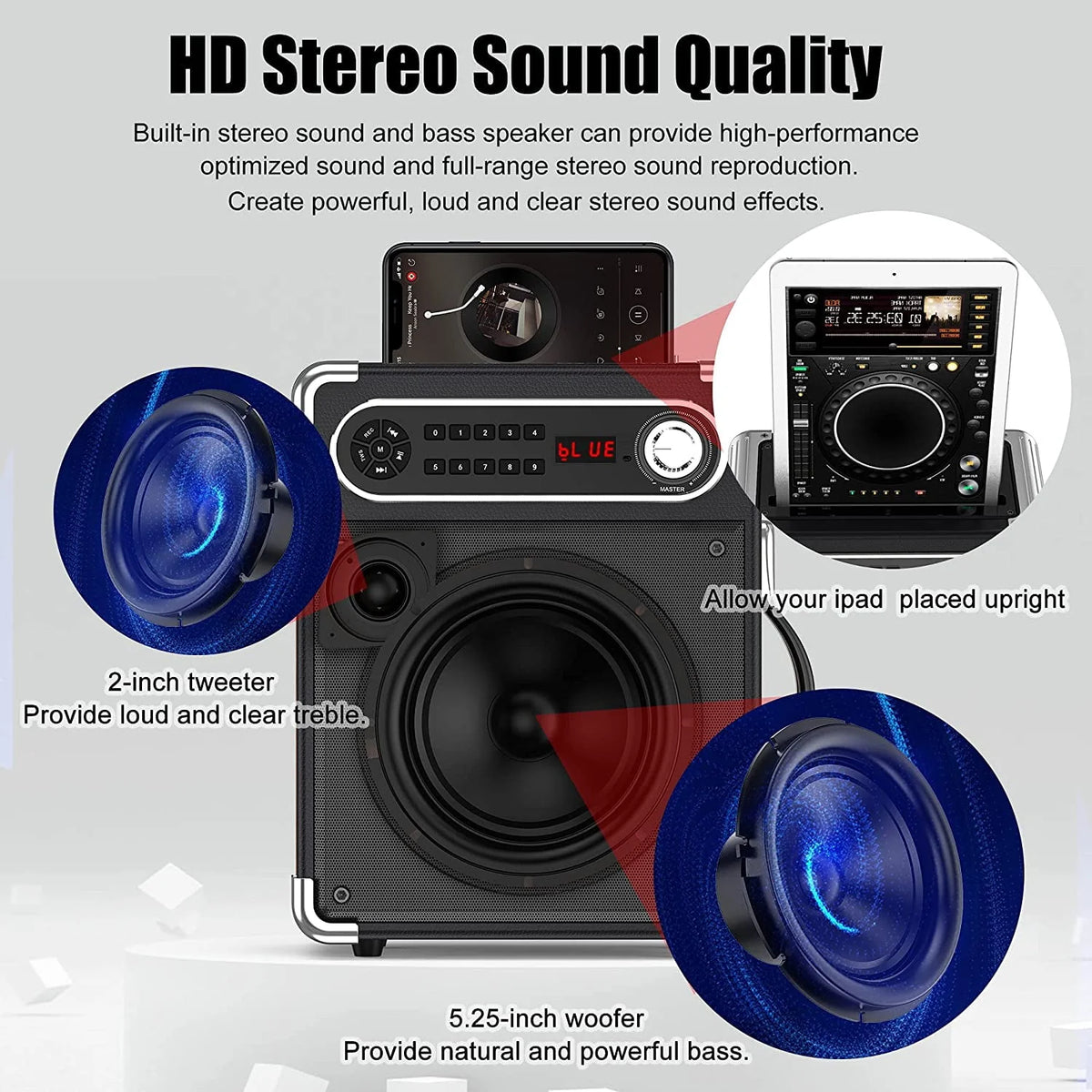 Karaoke Machine with 2 Wireless Microphones Bluetooth Speaker System D259054
