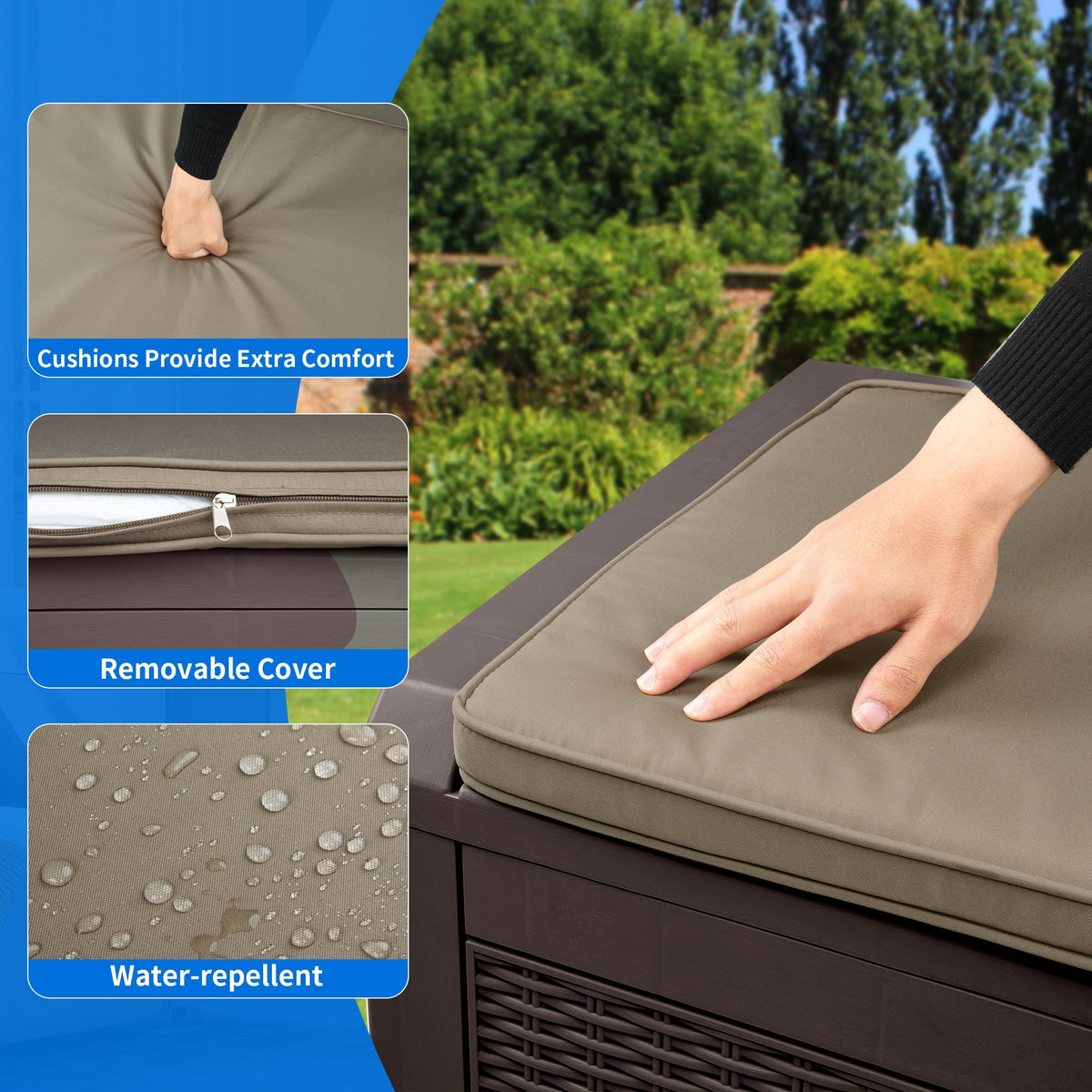 100 Gallon Waterproof Lockable Deck Box with Cushion N688383