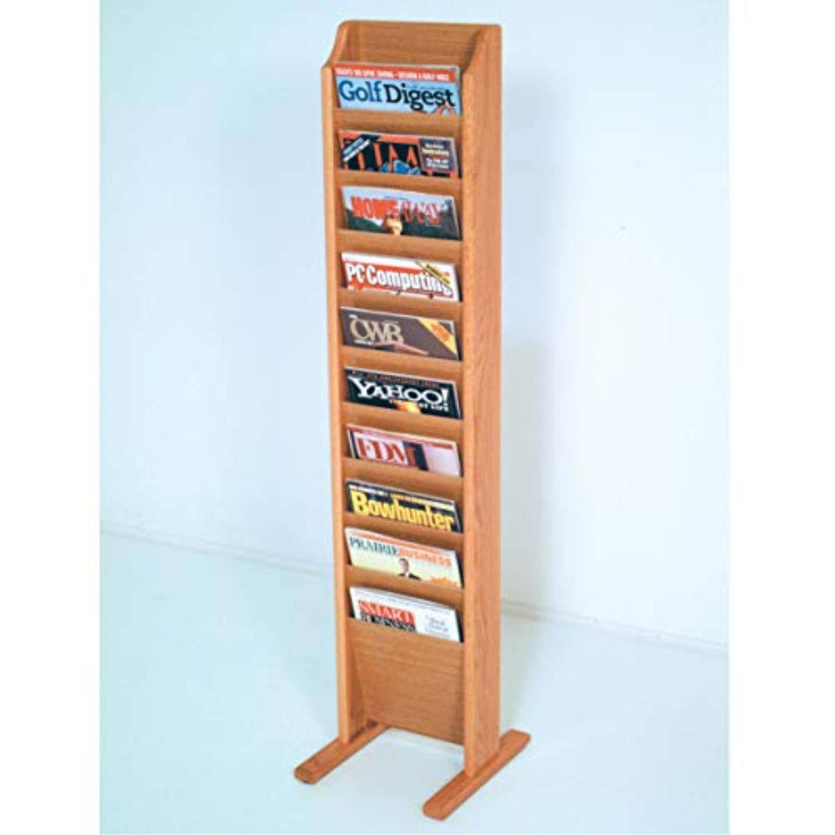 Black Mahogany Light Oak 10 Pocket Magazine Rack Q54520