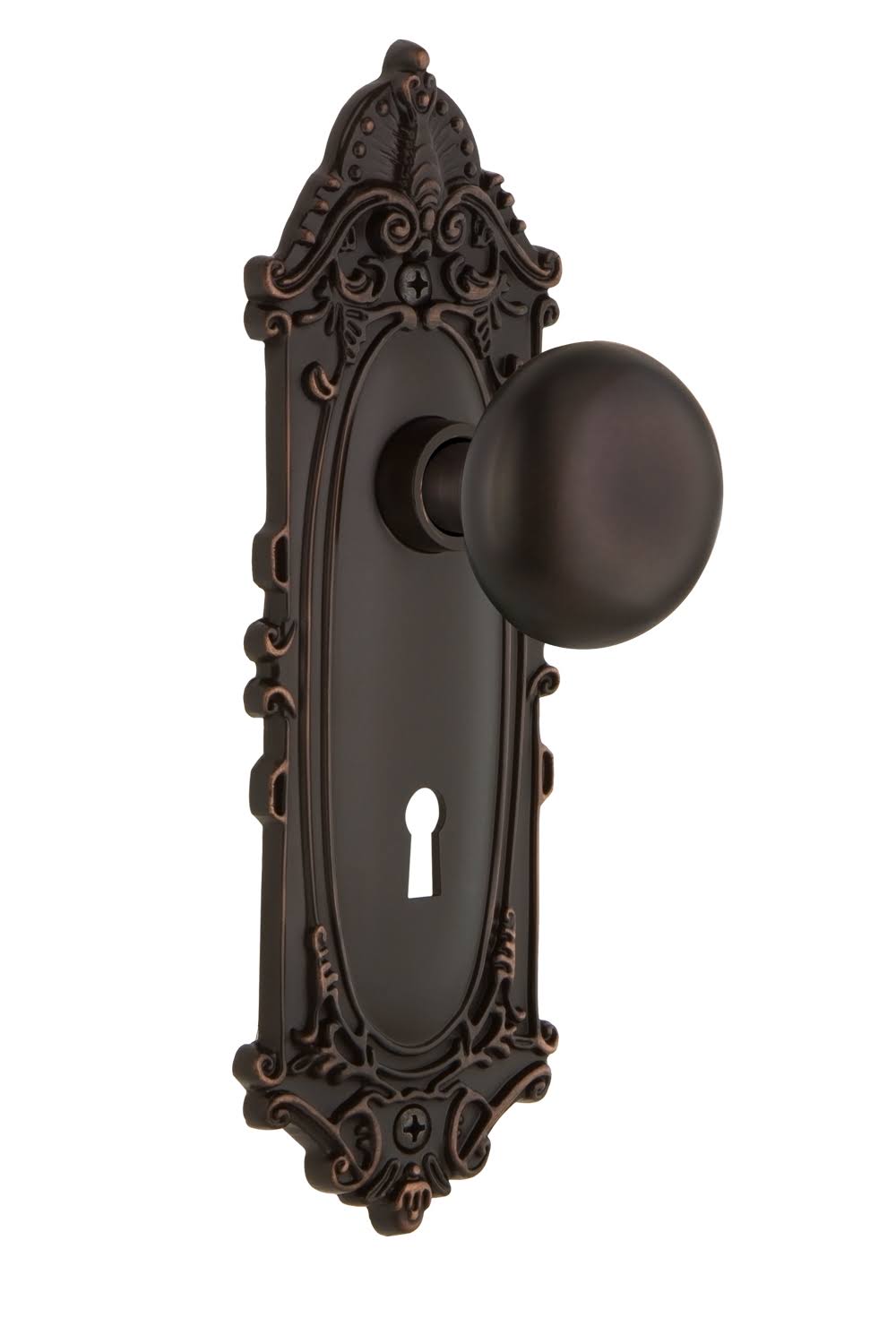 Victorian Plate Interior Mortise Door Knob, Timeless Bronze P277248