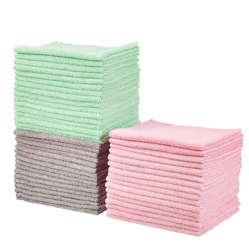 Microfiber Cleaning Cloths, Pack of 24, Blue/White/Yellow U8587