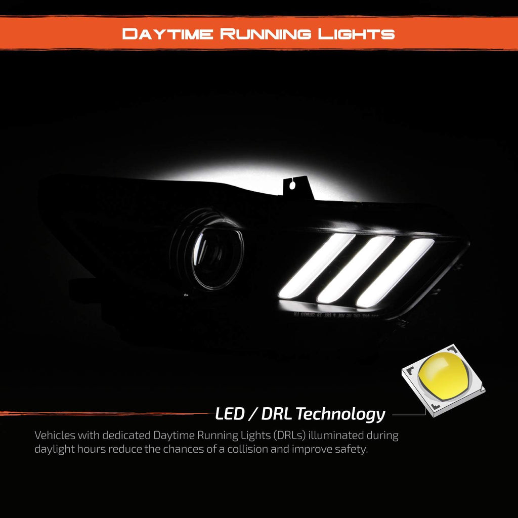 Passenger Right Side Black LED Tube Projector Headlight W15227