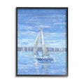 Blue Sailboat Painting Black Framed Art Print Wall Art, 11 x 14 J2474