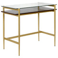 Brass Desk with Walnut Shelf H148792