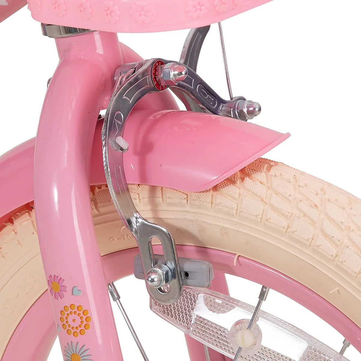 16 Inch Kids Bike with Training Wheels and Basket White D9628