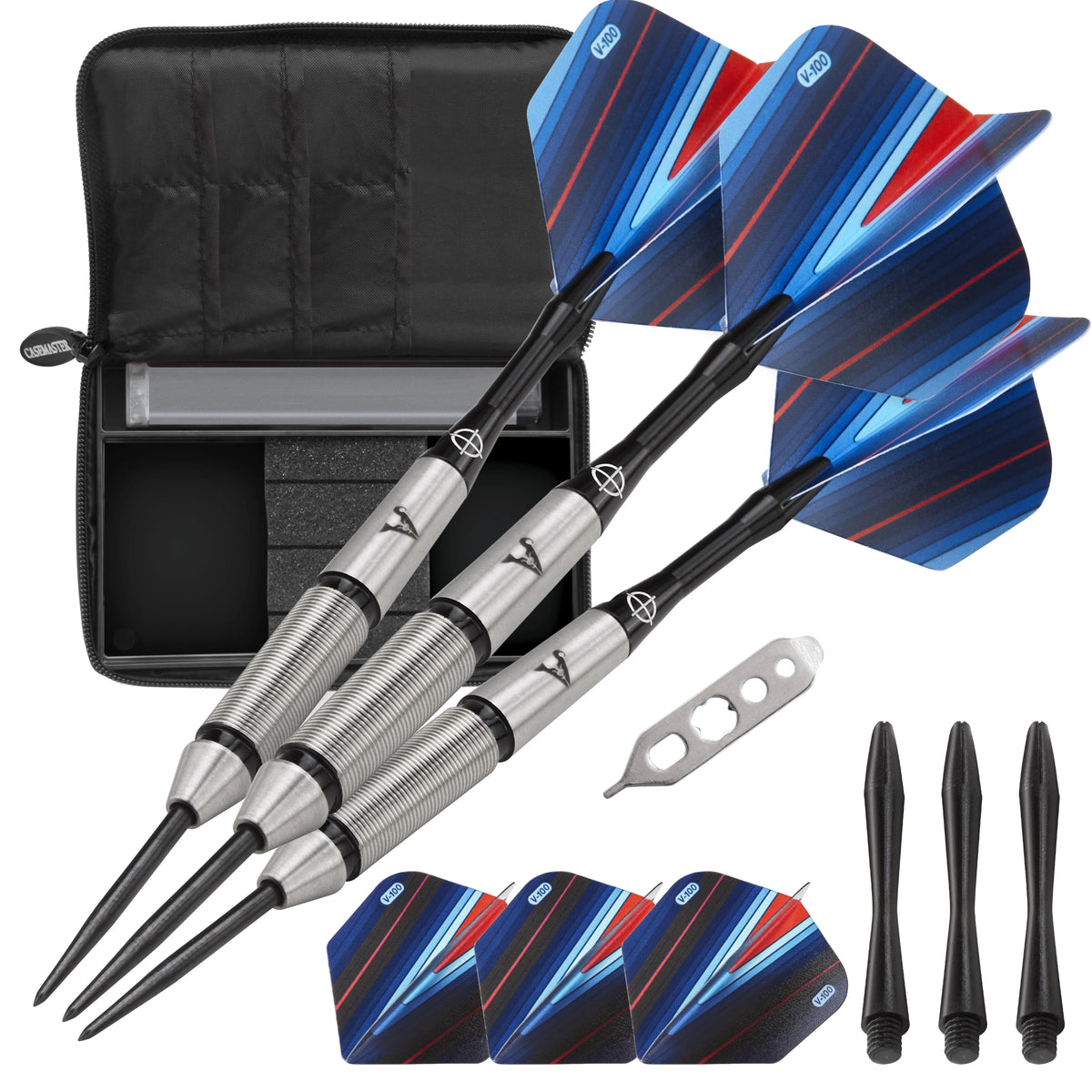 23 Grams Tungsten Steel Tip Darts and Pink Nylon Dart Case J3910