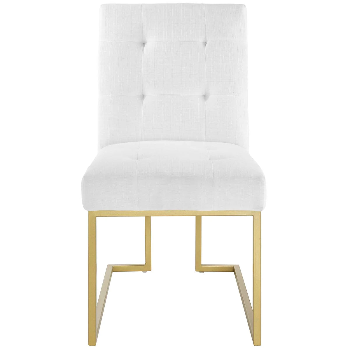 Gold White Fabric Metal Steel Side Chair R4431