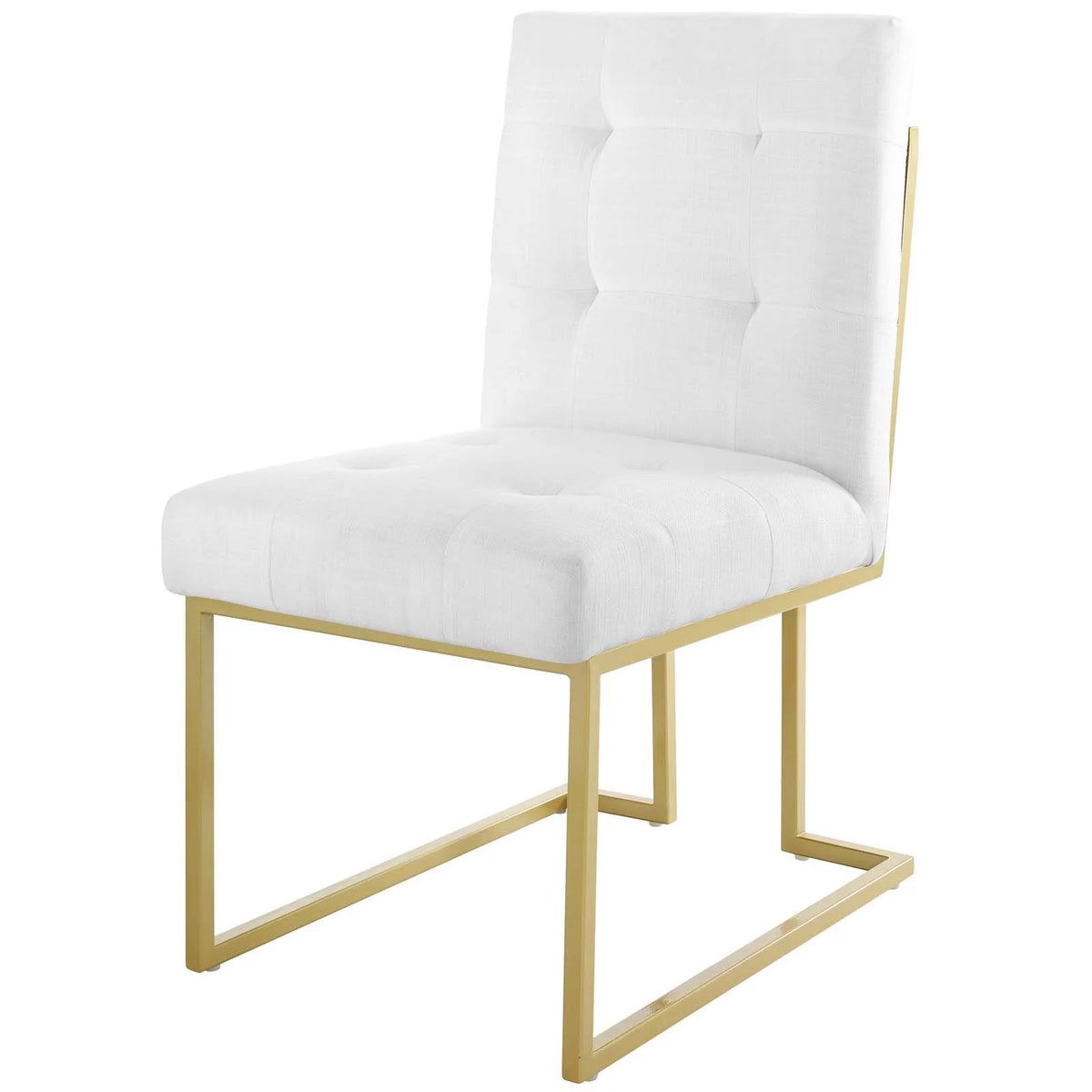 Gold White Fabric Metal Steel Side Chair R4431