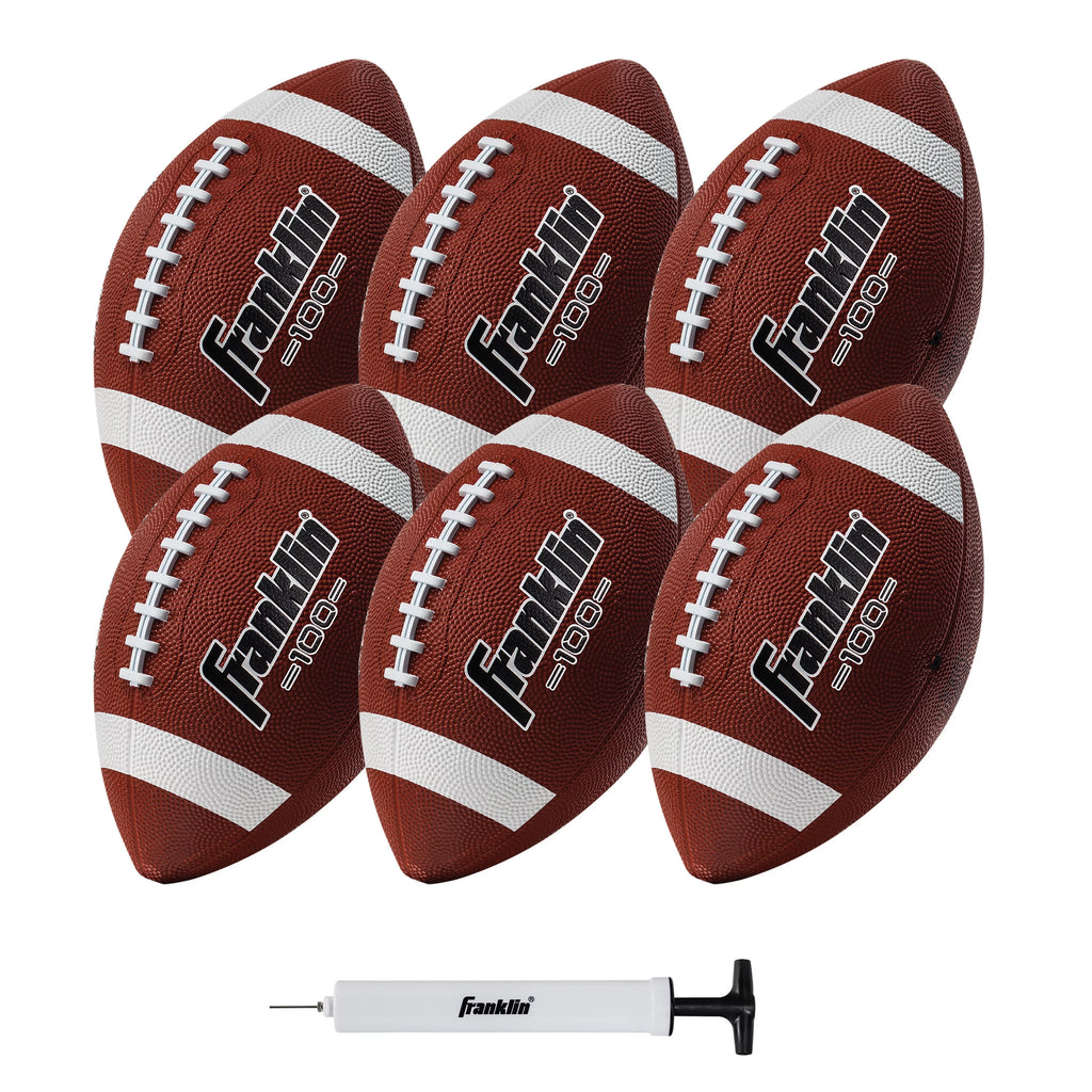 Junior Size Rubber Football 6 Pack with Pump B1047