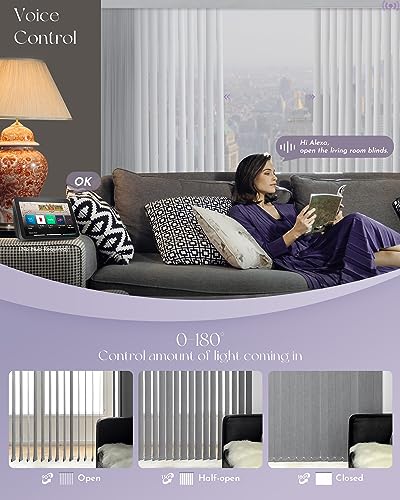 Motorized Vertical Blinds Blackout Smart Vertical Blind Remote Control Track Slats Set G4938
