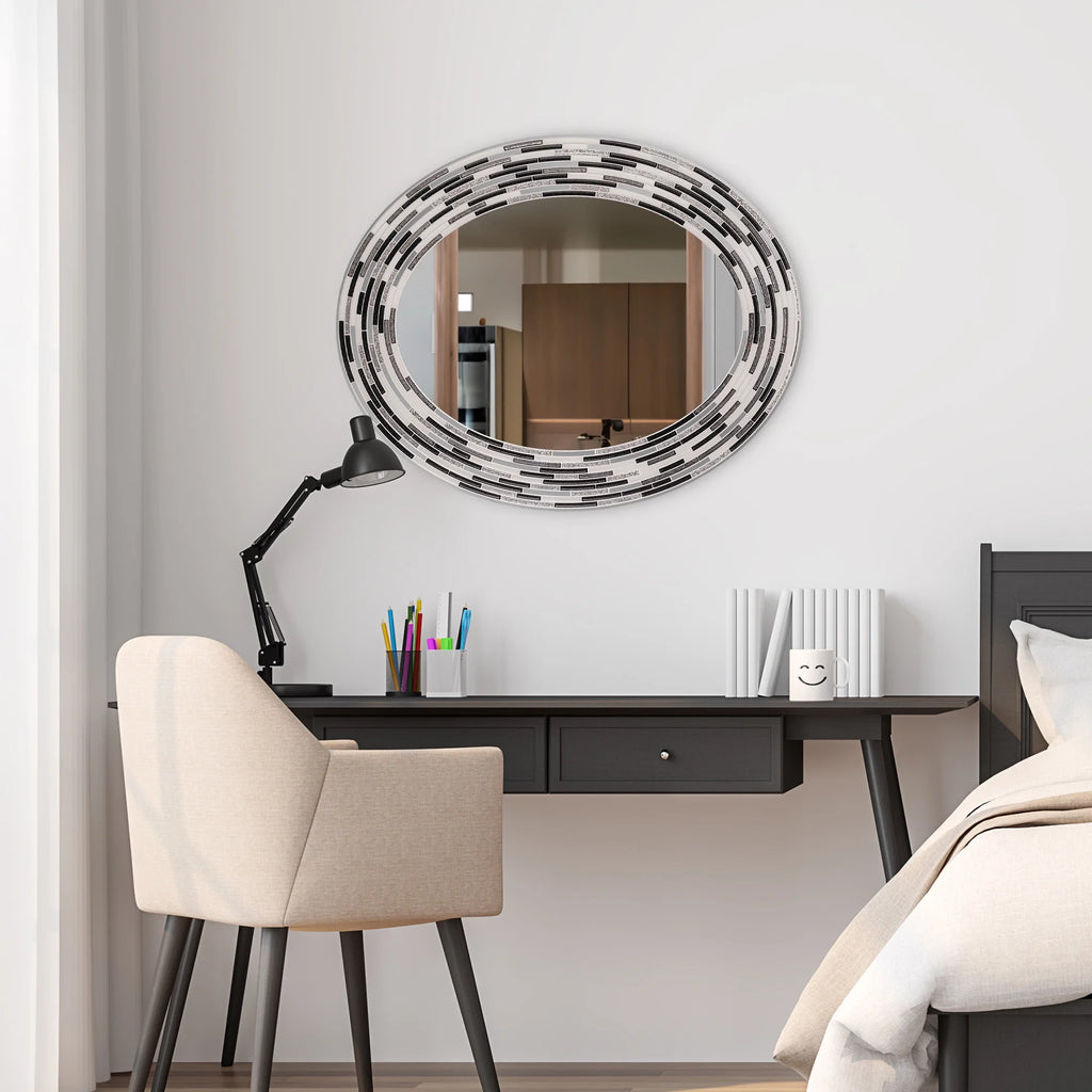 Charcoal Framed Oval Wall Vanity Mirror 23" x 29" W700555