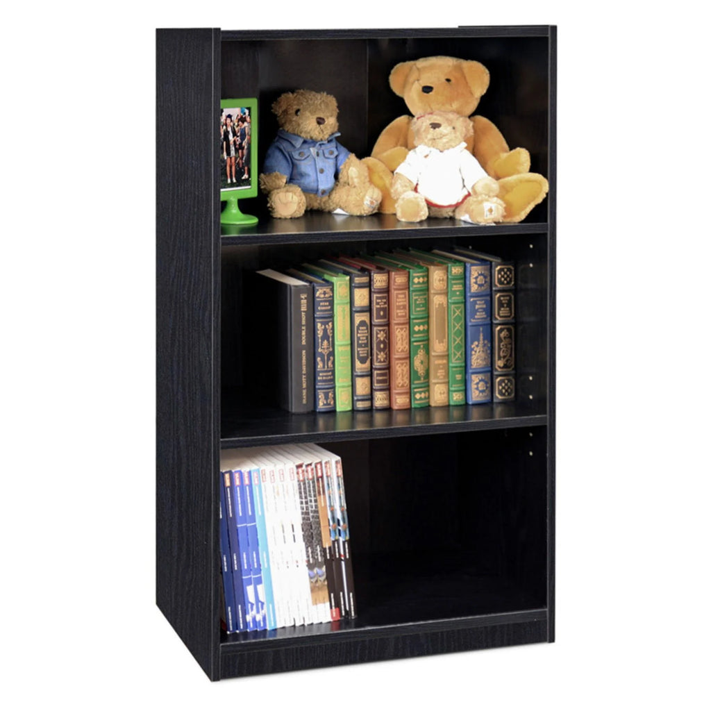 3-Tier Adjustable Shelf White Wood Bookcase C1644