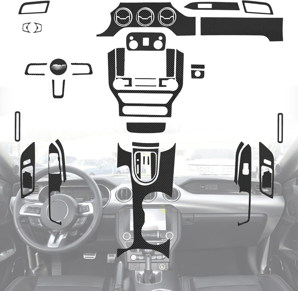 Carbon Fiber Center Console Vinyl Wrap Stickers Pack of 2 U4515