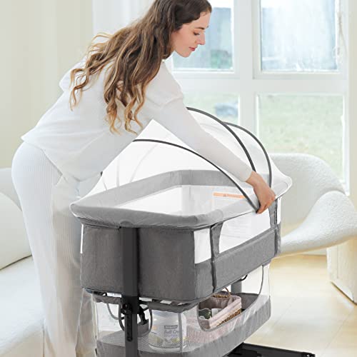 Pink Baby Bassinet Bedside Sleeper Cradle I715