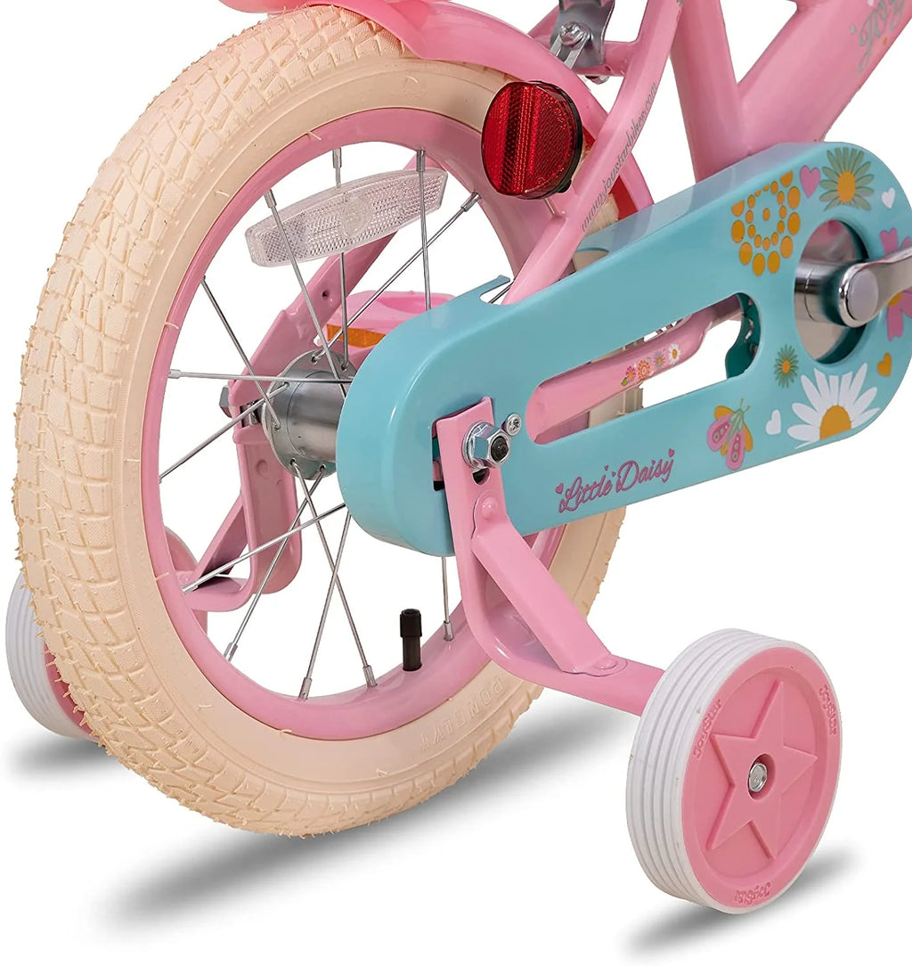 16 Inch Kids Bike with Training Wheels and Basket White D9628