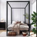 Queen Size 13 Inch Black Metal Canopy Bed Frame V23081