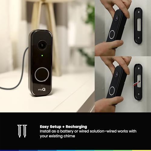Black 2K Video Doorbell with Battery/Wired G3512