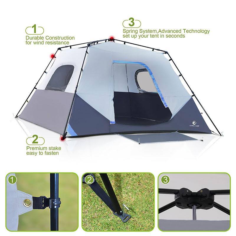 6 Person Instant Cabin Camping Tent Orange H798821