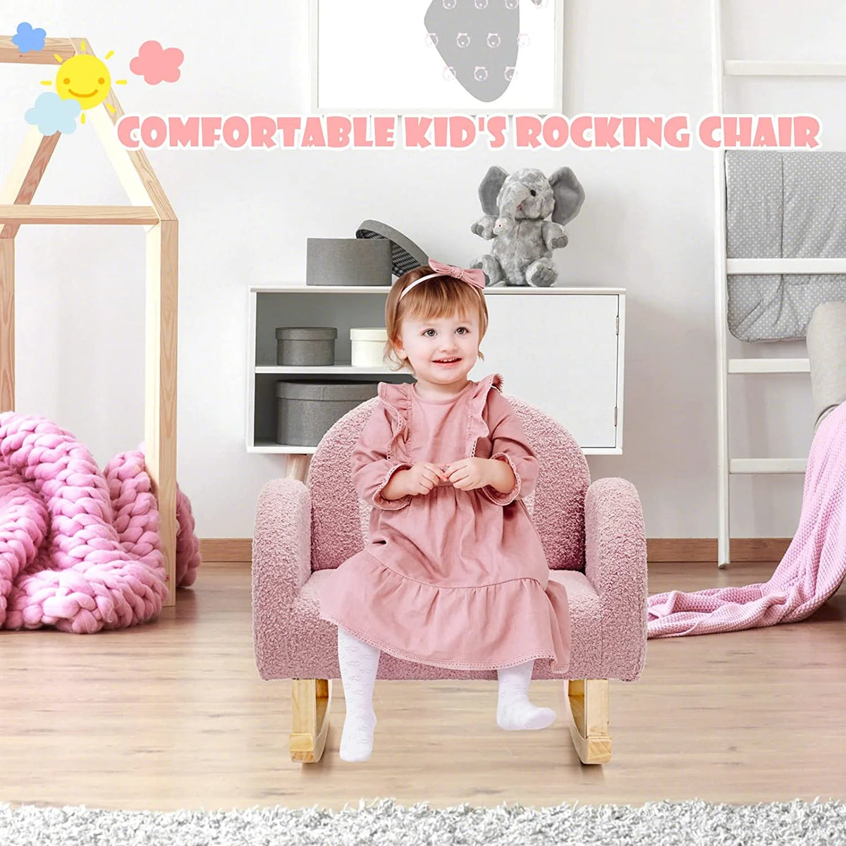 Pink Plush Kids Sofa S7692