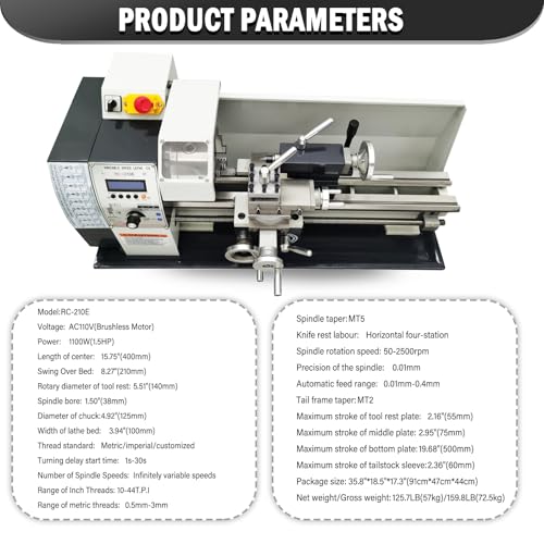 1100W Brushless Mini Metal Lathe 8"×16" Bench R665798