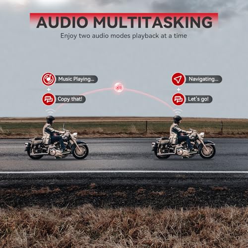 Motorcycle Bluetooth Headset V5.2 with Music Sharing, IP67 Waterproof, 2 Pack W6189
