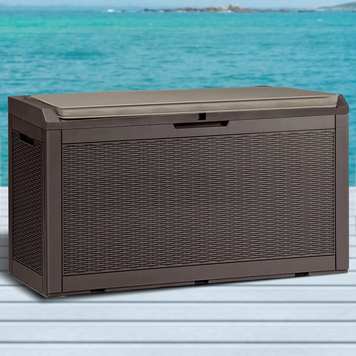 100 Gallon Waterproof Lockable Deck Box with Cushion N688383