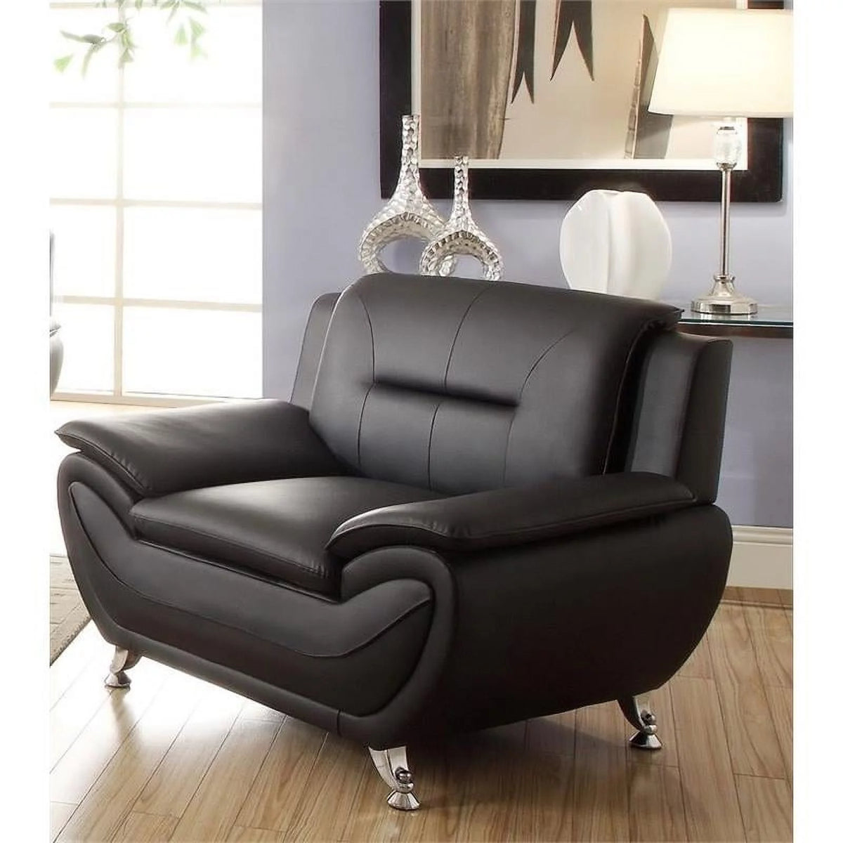Black Faux Leather Upholstered Chair E8601