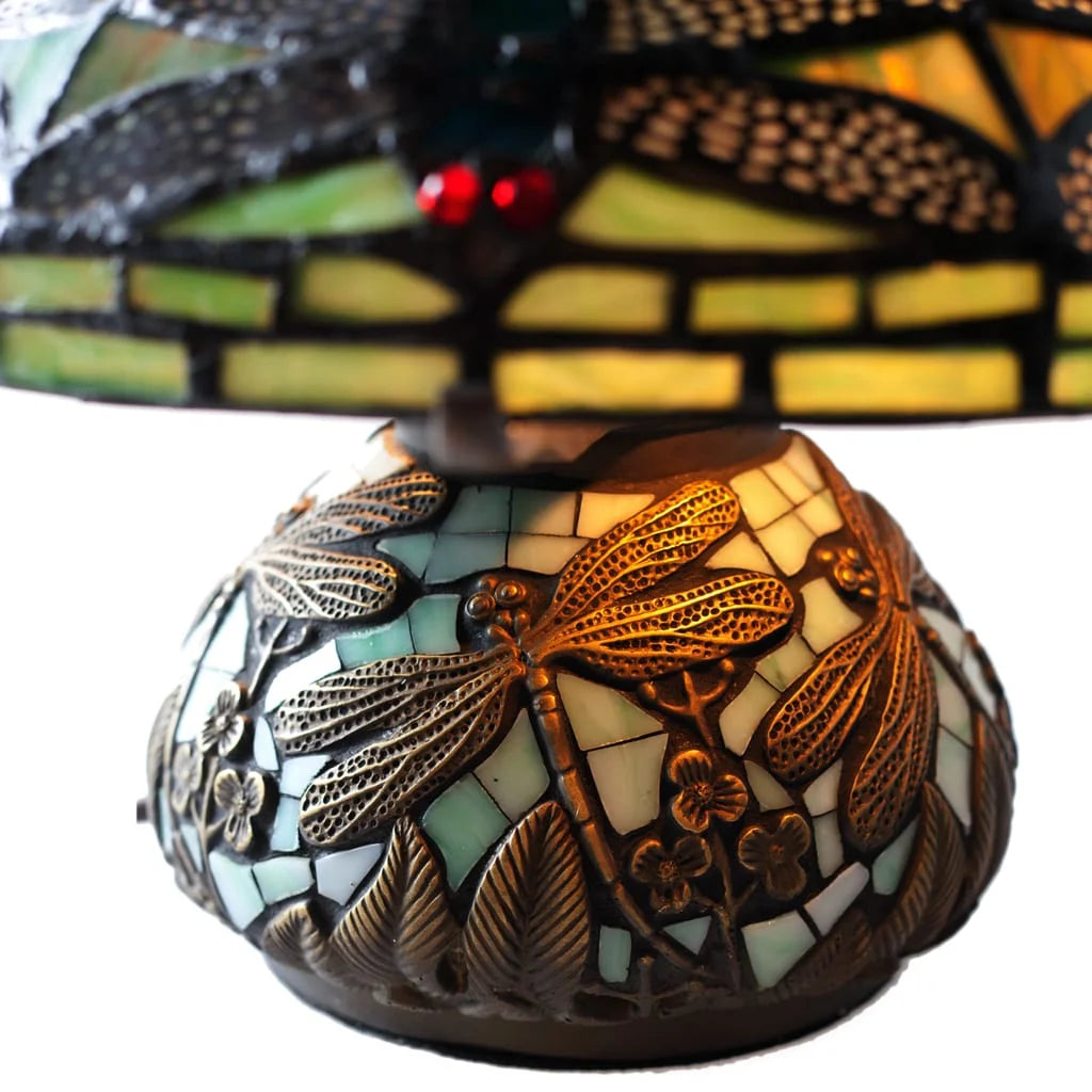 10-inch Stained Glass Mini Dragonfly Lamp A664