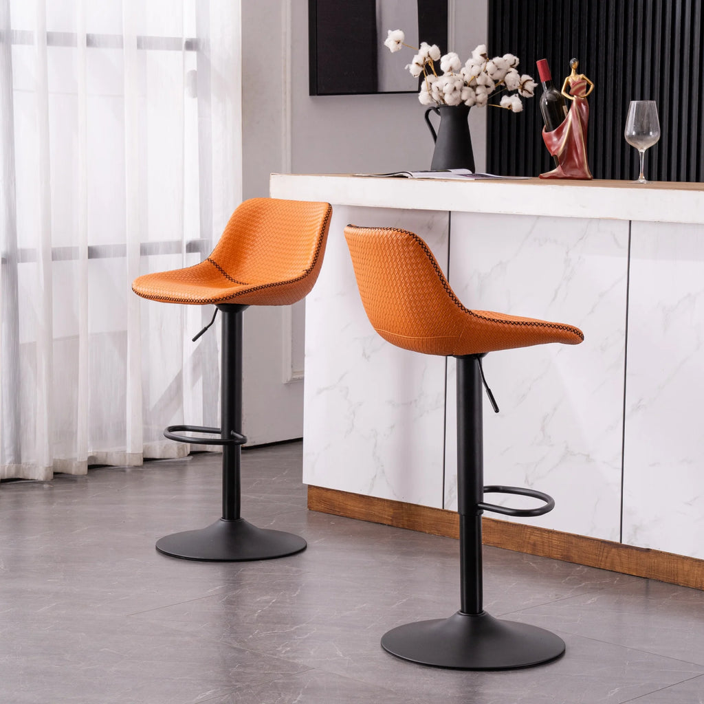 Orange PU Leather Swivel Bar Stools Set of 2 S19145