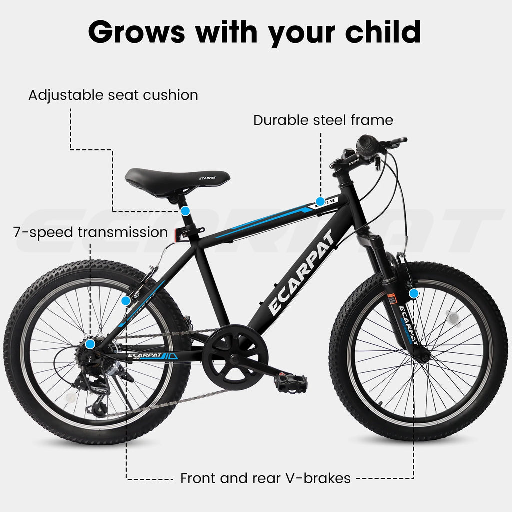 20 inch 7 Speed Black Kids Bike W304785