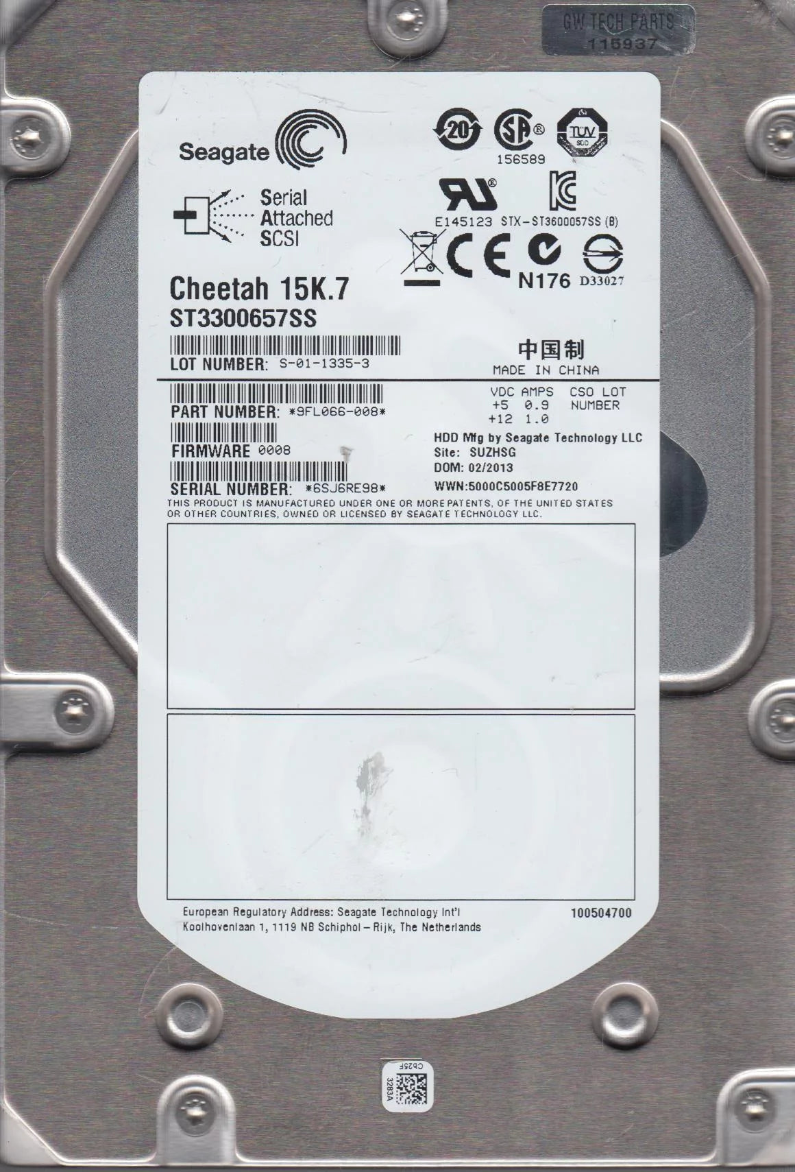 300GB SAS 3.5 Hard Drive U8200