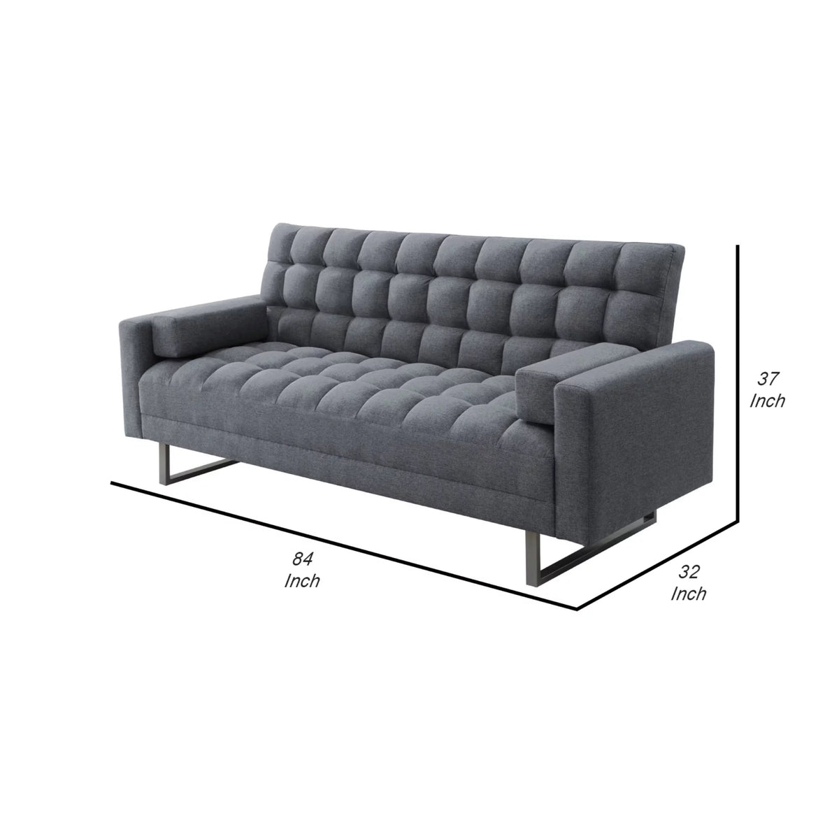 Adjustable Gray Sofa with Tufting and Sled Base Y672