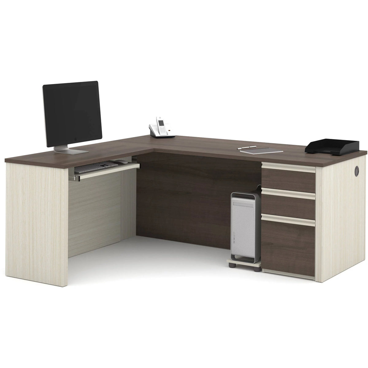 L-Shaped Workstation with Pedestal O463