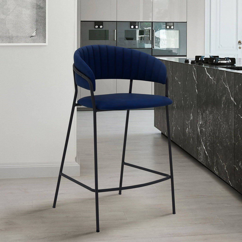 Gray Faux Leather and Metal Counter Height Bar Stool W2427