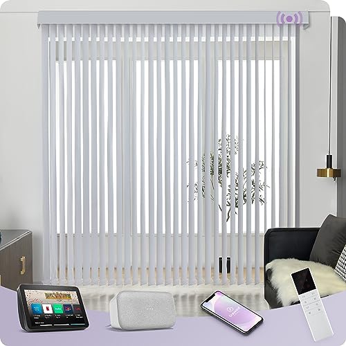 Motorized Vertical Blinds Blackout Smart Vertical Blind Remote Control Track Slats Set G4938
