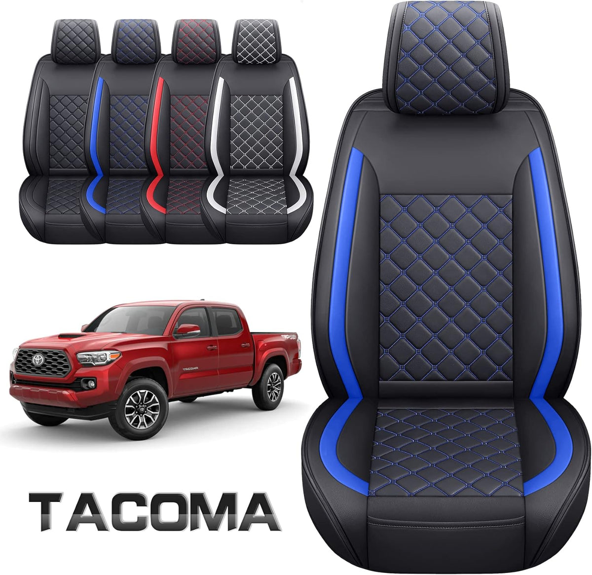 Waterproof Faux Leather Car Seat Covers Full Set Black-White N99072