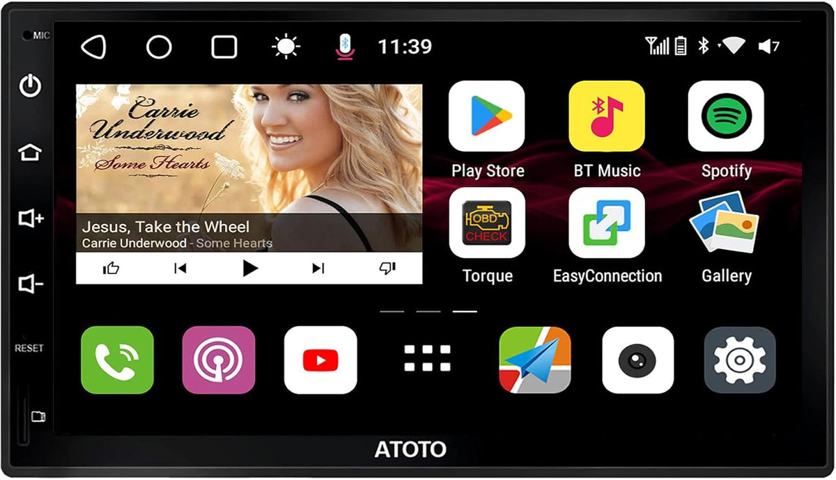 7inch Double-DIN Android Car Stereo with Wireless CarPlay F623608