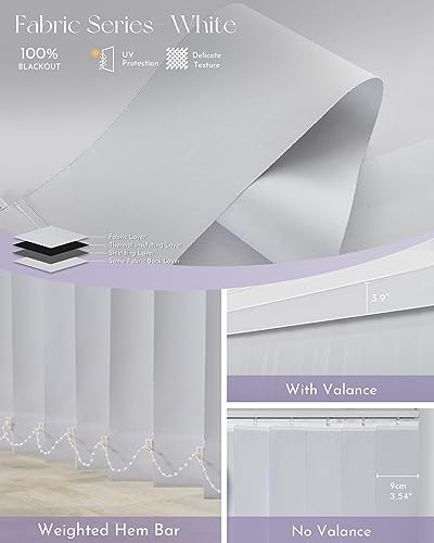 Motorized Vertical Blinds Blackout Smart Vertical Blind Remote Control Track Slats Set G4938