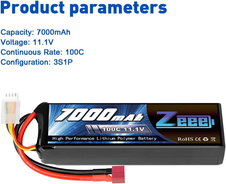 11.1V 3S Lipo Battery 100C 7000mAh Deans Connector Soft Case E2103