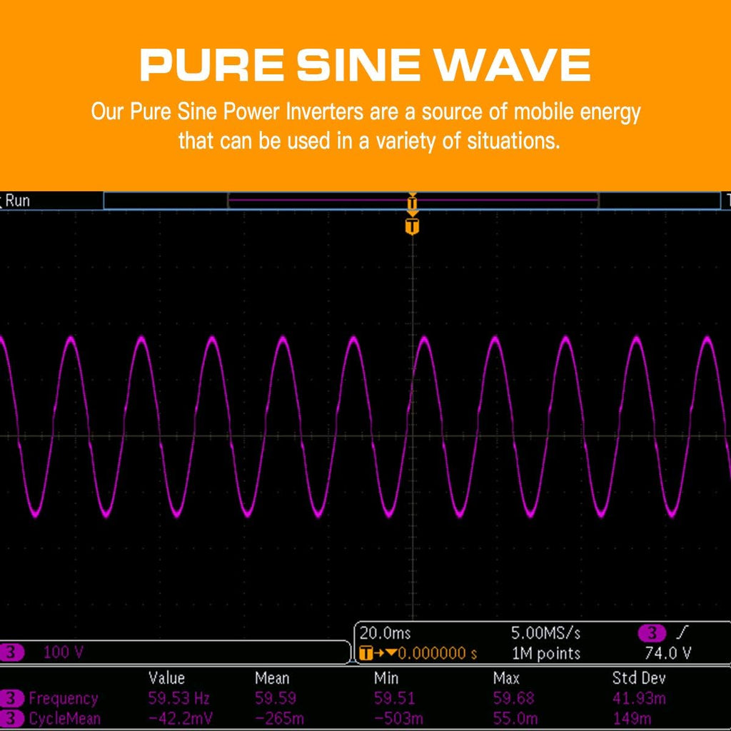 1000W Pure Sine Wave Power Inverter with Dual AC Outlets C819352