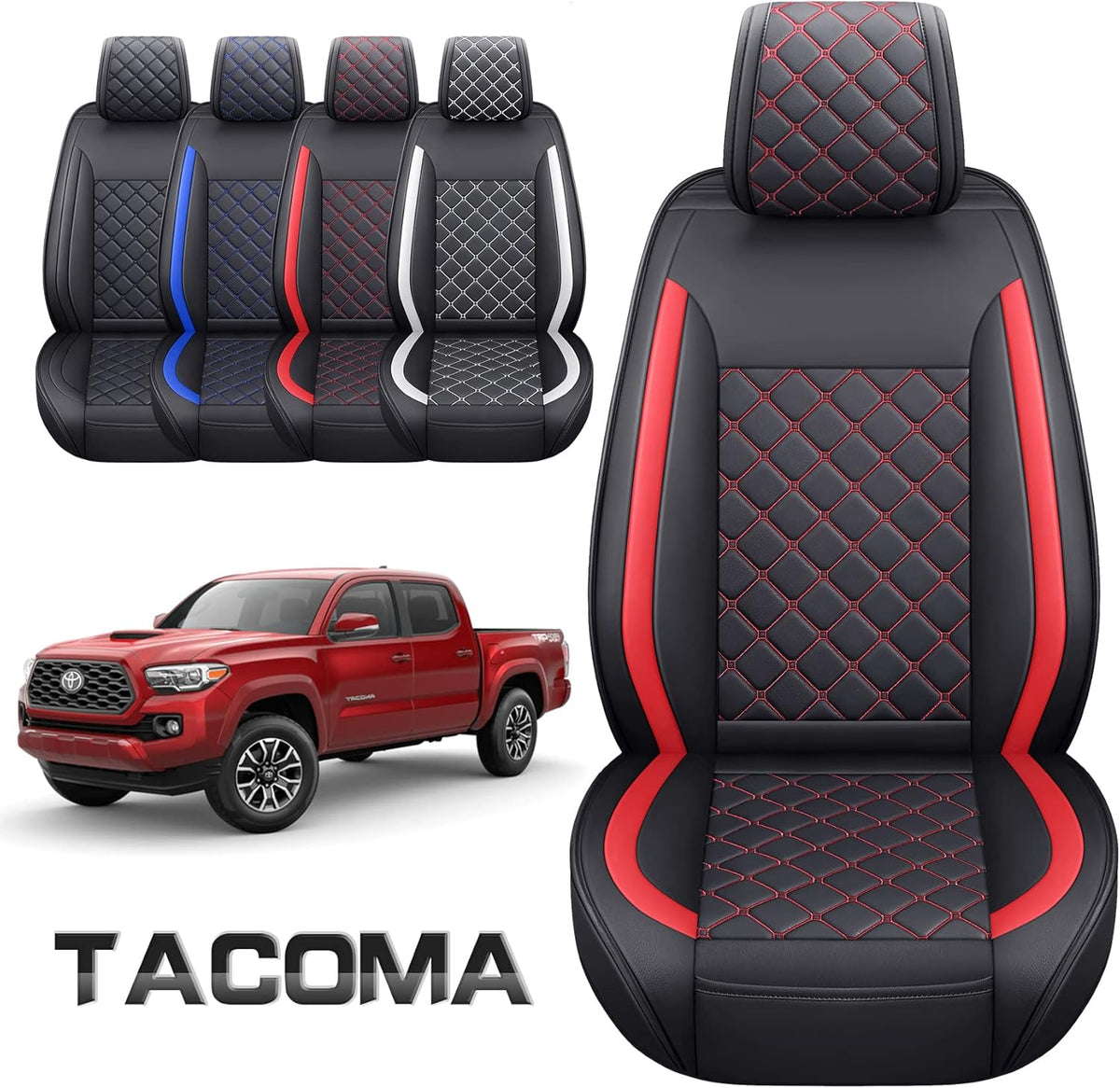 Waterproof Faux Leather Car Seat Covers Full Set Black-White N99072