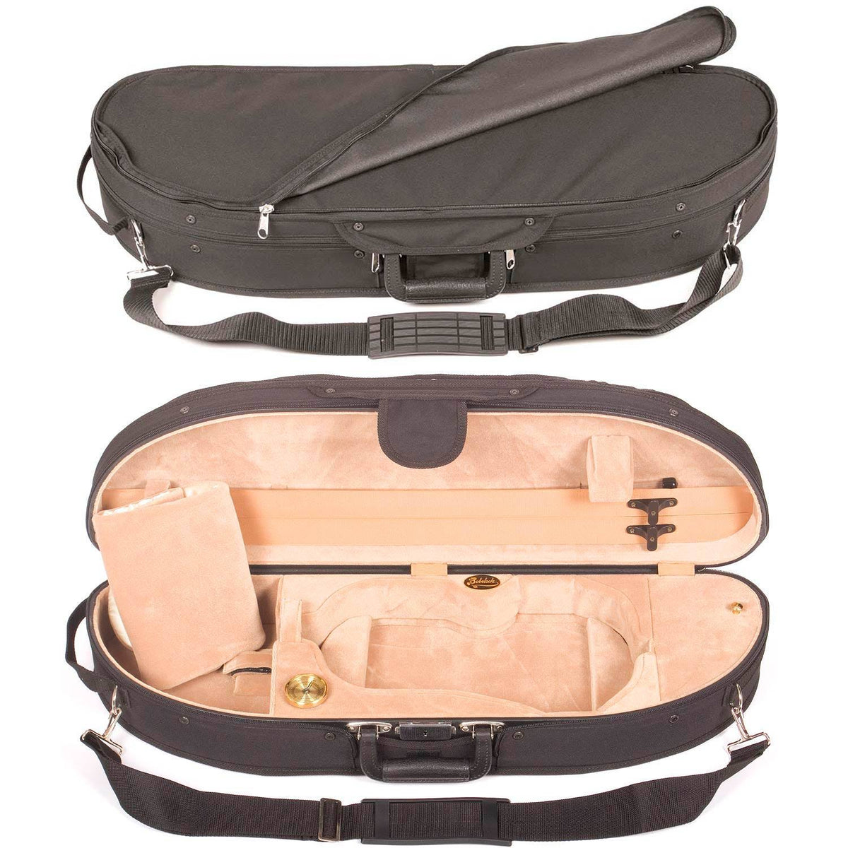 Half Moon 1/2 Violin Case with Tan Velour Interior D351