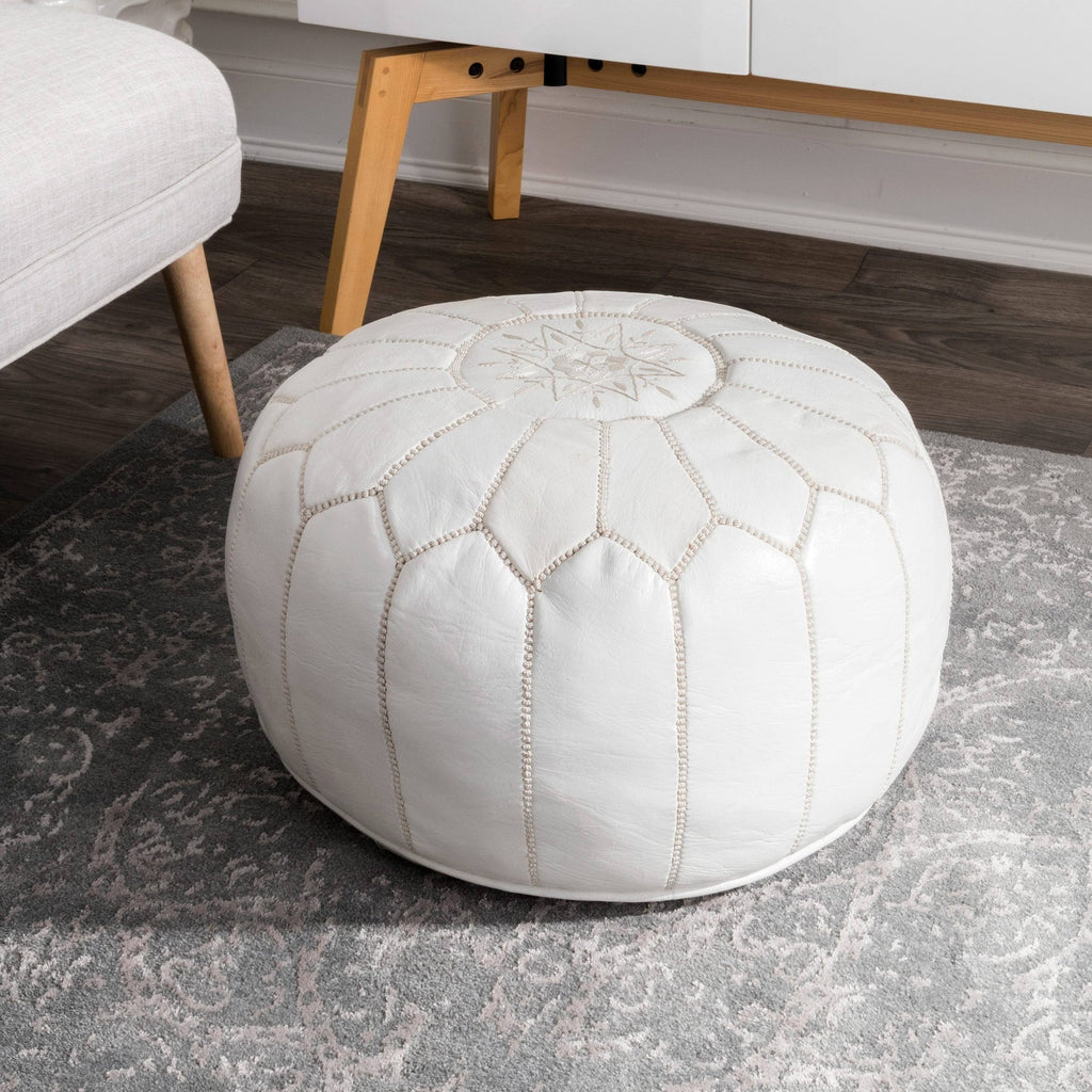 Moroccan Leather Handmade Ottoman Pouf - Pink C894394