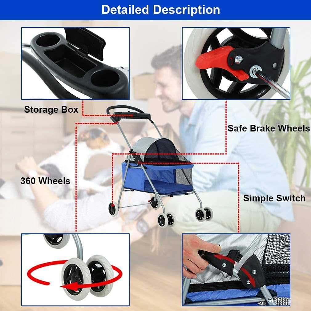 Folding Pet Stroller with Cup Holder D302