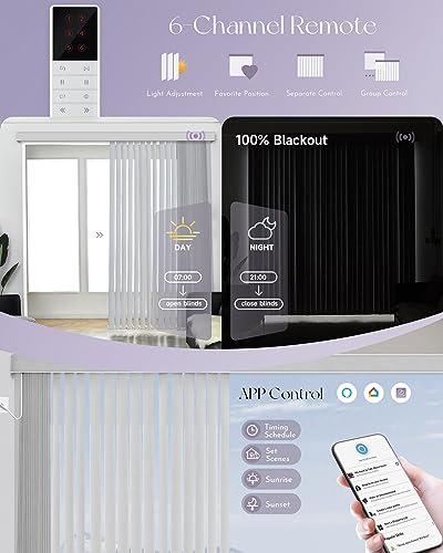 Motorized Vertical Blinds Blackout Smart Vertical Blind Remote Control Track Slats Set G4938