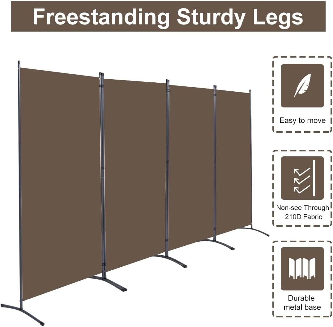 Brown 4 Panel Folding Room Divider Screen 136" W x 71.3" H J137030
