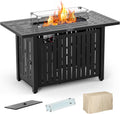 43in Propane Gas Fire Pit Table with Glass Wind Guard O3774