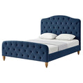 Navy Velvet Twin Upholstered Bed Q11548