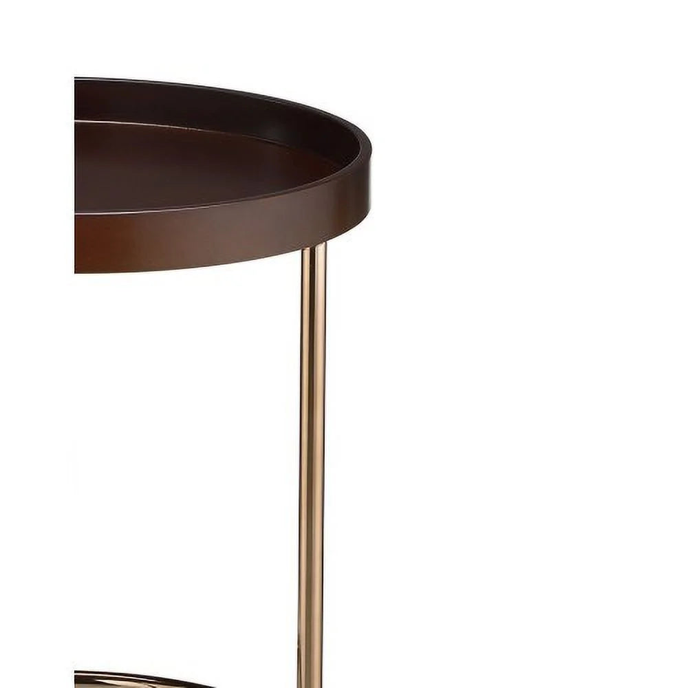 Espresso Mid-Century Side Table with Copper Legs S655