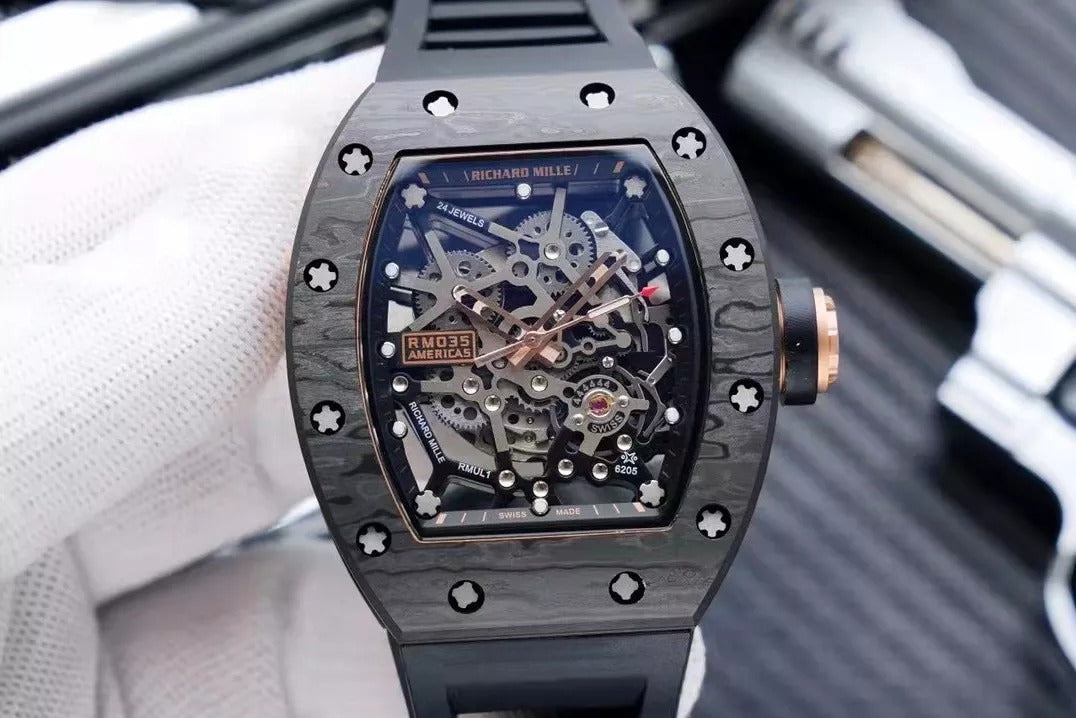 Black Rubber Strap Watch J138